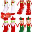4 Pairs Funny Christmas Socks, Magnetic Hand Holding Socks, Christmas Stocking Stuffers for Women Men Couples, White Elephant Exchange Gifts, Xmas Secret Santa Gag Gifts
