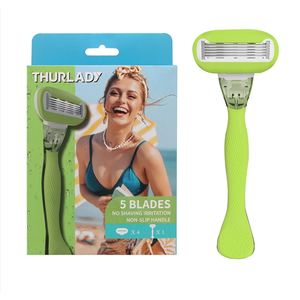 Razors for Women 5-Blade Razors for Women Sensitive Skin Womens Razors for Shaving Pubic Hair Extra Smooth Razors for Women Bikini Area 1 Razor with 4 Razor Blade Refills Ocean Blue (Pack Of 5)