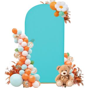 4FT Mini Arch Cover  Petite Stretch Fabric for Baby Showers, Kids Birthdays & Photo Corners  Sky Blue Backdrop for Small Events & Tablescapes