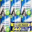 PetLovers Extra Sticky Lint Roller 6 Pack of Refills Only - No Handle Included - 90 Sheets Per Refill 540 Sheets Total