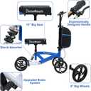 BlessReach Steerable Knee Scooter Deluxe Medical Scooter for Foot Injuries Compact Crutches, with Dual Rear on-Wheel Brake and Shock Absorption Under The Knee padBlue