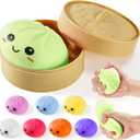 Dumpling Squishy Toys, Gaint Dumpling Squishy Mystery Box, Colorful Squishies Dumplings Stress Balls Toy, Stocking Stuffers with Food Steamer Stretchy Desk Toy (Green)