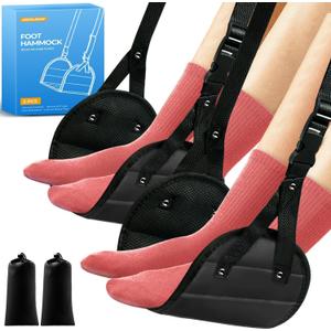 2-Pack Airplane Foot Hammock, Portable Leg Rest with Removable Cushion for Women and Men, Ergonomic Support for Travel, Car & Home