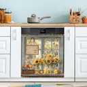 Rustic Sunflower White Dishwasher Magnet Covers Clean Dirty Decorative Cabinet Dishwasher Door Cover 23 x 26 Inch