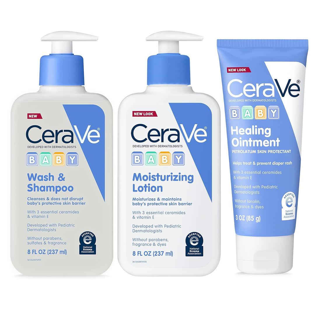 CeraVe Baby Bath Set, 8oz Wash & Shampoo + 8oz Moisturizing Lotion + 3oz Healing Ointment, Fragrance, Parabens, Phthalates, & Tear Free Baby Bath Essentials CeraVe Baby Bath Set, 8oz Wash & Shampoo + 8oz Moisturizing Lotion + 3oz Healing Ointment, Fragrance, Parabens, Phthalates, & Tear Free Baby Bath Essentials