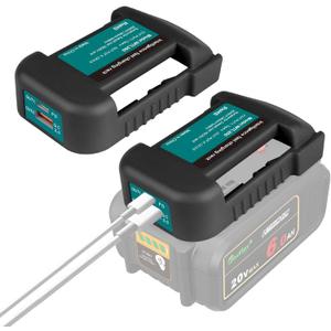 2 Pack USB Charger Adapter Compatible with Dewalt 20V Battery with USB Socket & Type-C Fast Charging (Adapter Only,Not Made in Dewalt)