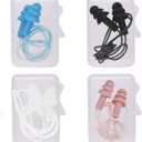 Noise Cancelling Ear Plugs with Cords 4 Pairs, Noise Reduction Soft Silicone Earplugs Waterproof Reusable Ear Plug for Sleeping, Snoring, Swimming, Study, High Fidelity Earplugs