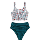 ZAFUL Women's High Waisted Tankini Scoop Neck Knotted Two Pieces Tankini Set Swimsuit, M