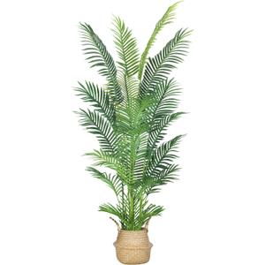 HAIHONG 6FT Artificial Palm Tree,Faux Areca Palm Plant with Real Touch Leaves and Adjustable Branches,Fake Tropical Palm Tree for Home Office Indoor Outdoor Modern Decoration