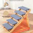 VEVOR Wood Pet Stairs, 5-Step Dog Stairs for Beds, Sofa & Cars, 150lbs Load Capacity, Floded Flat Design, Stable & Sturdy Cat & Dog Step Ladder for Small Medium Large Older Pet Puppy Essentials