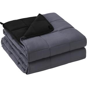 yescool Weighted Blanket for Adults (25 lbs, 60" x 80", Grey& Black) Cooling Heavy Blanket for Sleeping Perfect for 240-260 lbs, Queen Size Breathable Blanket with Premium Glass Bead, Machine Washable