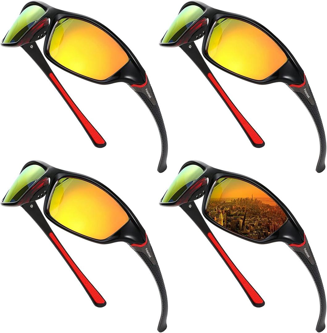 TOODOO 4 Pairs Men Polarized Sunglasses with UV Protection Driving Glasses Sports for Sport Outdoor Activities (Romantic Colors) TOODOO 4 Pairs Men Polarized Sunglasses with UV Protection Driving Glasses Sports for Sport Outdoor Activities (Romantic Colors)