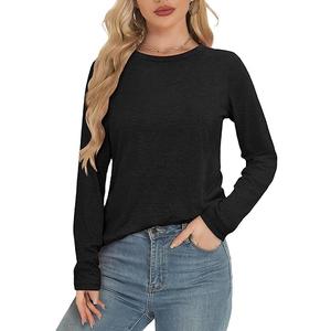 Long Sleeve Shirts for Women Crew Neck Basic Tee Fashion Womens Tops, Size S