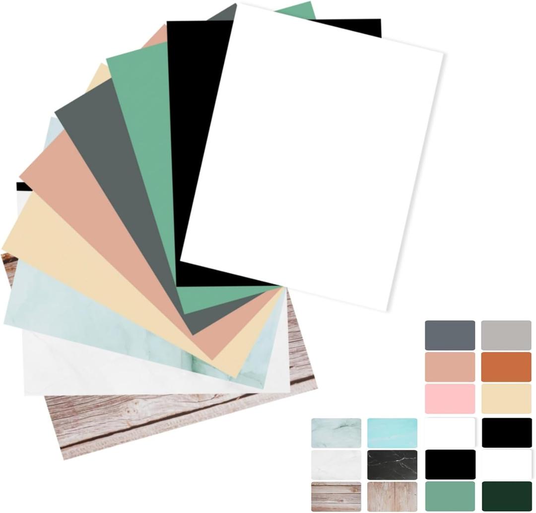 Meking 9PCS 16Patterns Product Photography Backdrops,Photo Background Flat Lay Tabletop Photo Backdrops for Food/Makeup/Jewelry Photography16.5X11inch (Mix color series)