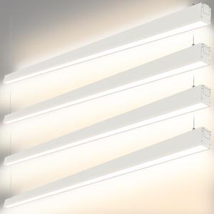 DAKASON 8FT LED Linear Light, 100W 8Foot LED Shop Light Fixture, 70W Down Light and 30W Up Light Optional, 3/4/5000K CCT Selectable, 8' Modern Pendant Lighting NOT Linkable 4 Pack White