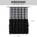 Seasonwood Black Farmhouse Shower Curtain Set with 12 Hooks 72 X 72inch Black and White Buffalo Plaid Pattern Fabric Shower Curtains with Buttons & Black Ruffles for Bathroom Bathtubs Decor