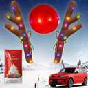 Angooni Charming Christmas Car Decoration, Festive Reindeer Car Kit, Reindeer Antlers & Nose, Christmas Lights for Cars, Nice Gift for Families & Friends, Suitable for Jeeps, Trucks, Golf Carts...