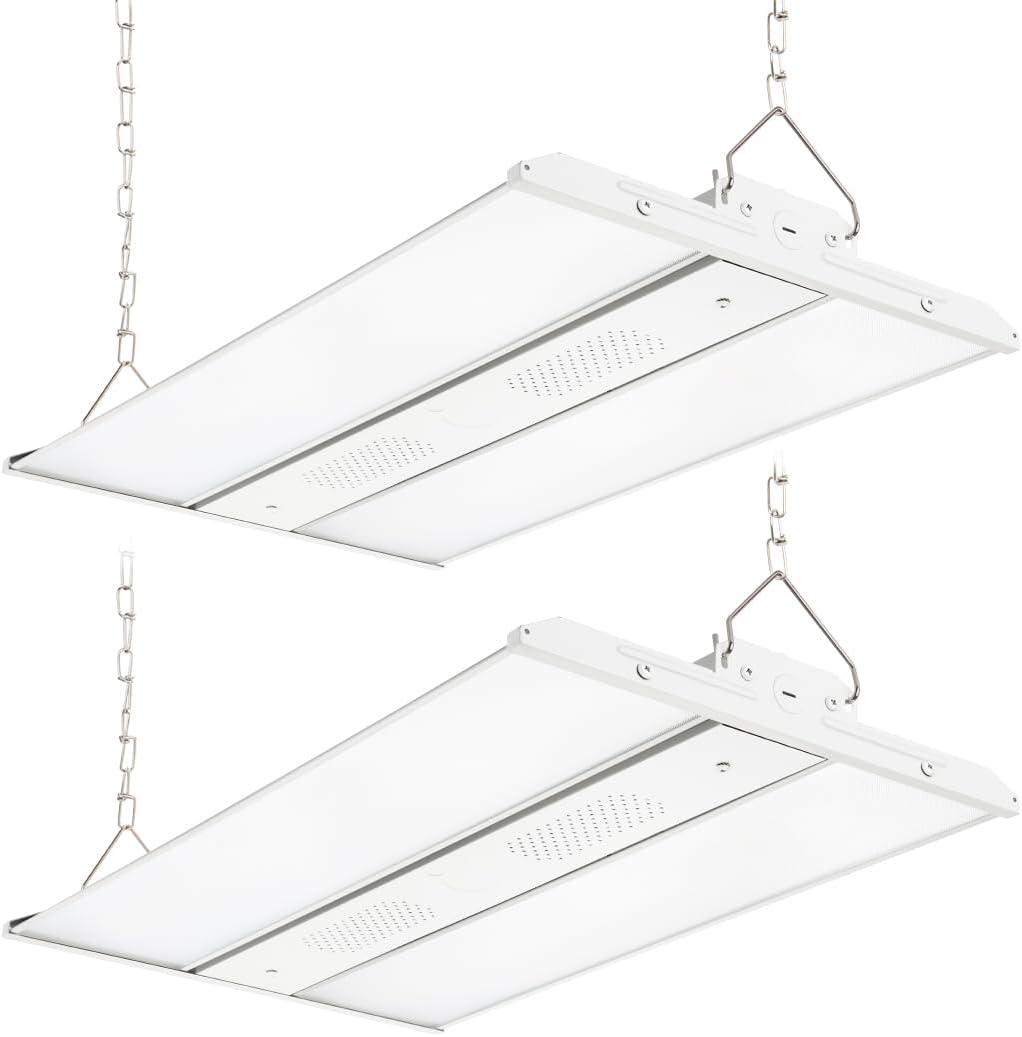 (2 Pack) LED high Bay Shop Light 220W 30800 Lumens 5000K 100-277V Dimmable, Commercial Linear Bay Lights for Warehouse Workshop Supermarket Stadium, Power Tunable 220W/165W/110W, 2FT