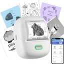 ORGSTA Sticker Printer Mini Printer S002 PrintPods Bluetooth Portable Sticker Maker with 1 Roll Paper Thermal Inkless Label Maker Machine Impresora Porttil Instant Print for Notes, Journal, DIY, Gift (White)