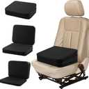 HOMBYS Adjustable Car Booster Seat for Short Drivers, 3 Heights for Different People, Adult Car Seat Cushions for Driving, Supportive Car Seat Pad for Lower Back Pain Reduce, (17"x12.8"x6.3", Black)