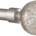 EXCLUSIVE HOME Silver Aged Sphere 1" Curtain Rod and Coordinating Finial Set, Matte Silver, Adjustable 36"-72"
