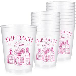 Baderke 16 Bachelorette Party Plastic Cups Clear Frosted Cute Bach Party Drinkware Reusable Cups Supplies Bridal Shower Favors Engagement Decorations Gift (16oz,Rose Pink the Club)