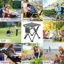 Triple Tree 1 Pack Folding Camping Stool, 13.8 Inch Small Portable Lightweight Stool with Side Pocket, Foot Stool with Carry Bag for Hiking, Fishing and Beach, Hold up to 400lbs, Grey