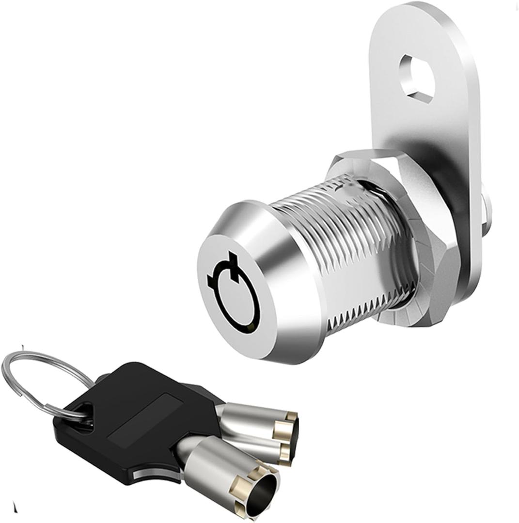 1 Pack Cabinet Locks with Keys, 5/8" Cam Lock, RV Compartment Storage Locks RV Locks for Storage Door Drawer Tool Box Tubular Lock, Zinc Alloy (Silver)