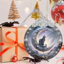 Stained Glass Christmas Ornaments - Tree Decorations - Gift Exchange Ideas - Witch Black Cat Design