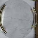TOPZEA 10 Inch Marble Tray with Gold Handles, Round Vanity Organizer for Perfume, Jewelry, Trinket, Spa Supplies, Bathroom Countertop, Dresser Nightstand Display Tray Decor