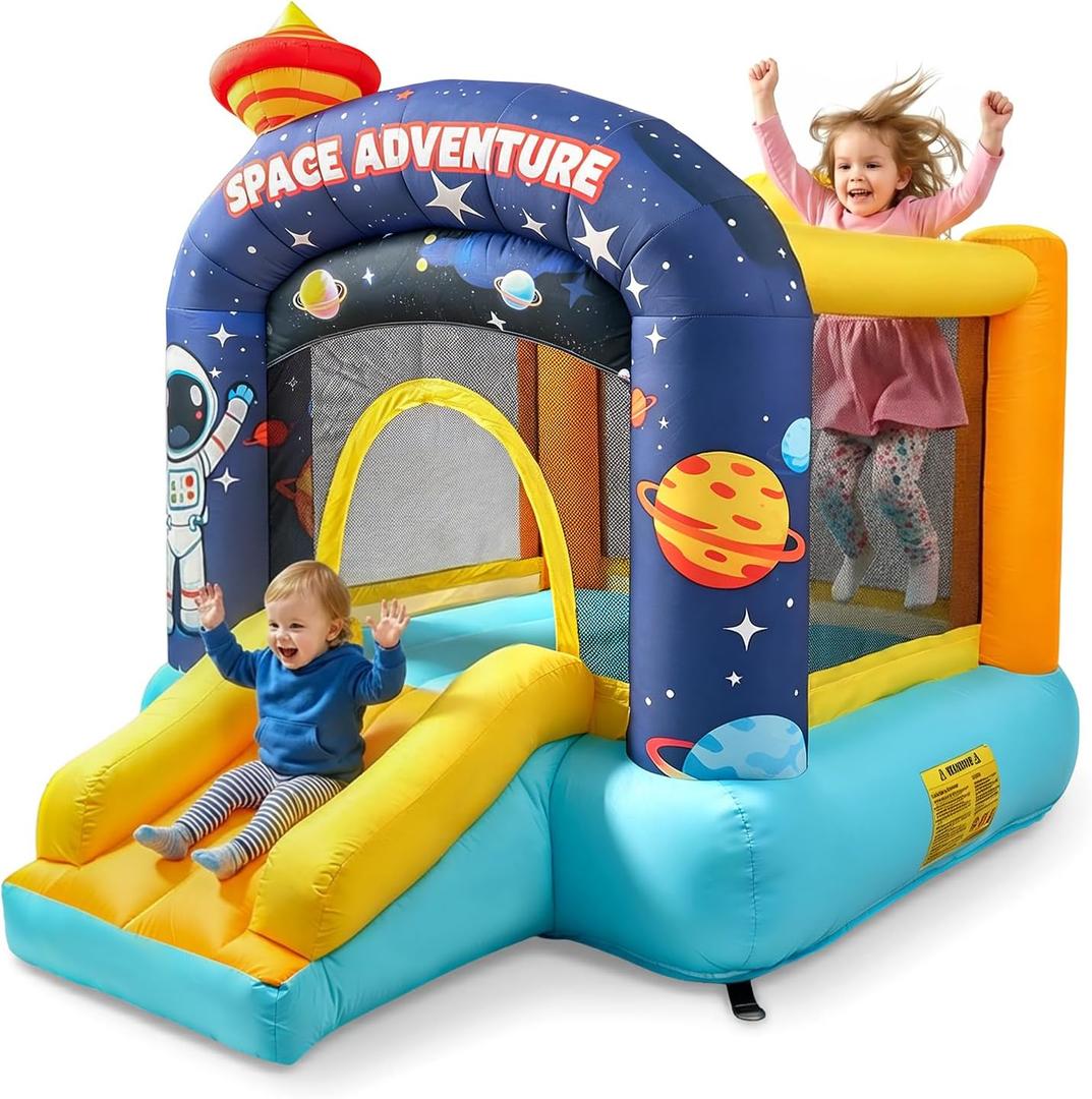 Inflatable Small Bounce House for Kids,Space Theme Toddler Jump House, 6.9x4.9x4.8 feet