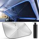 Weektic Windshield Sun Shade [8-Rib & Silver Reflective Coating] Blocks UV Keep Cool, Universal Fit Car SUV Front Window (57" L x 31" W)