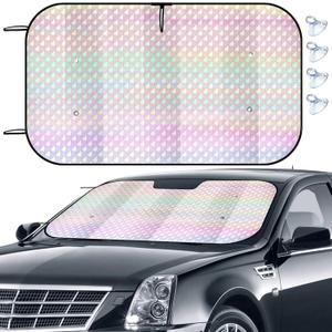 Car Windshield Sun Shade, Folding Car Shades for Front Windows UV Rays Sun Visor Shade with Sucker, Keeps Your Vehicle Cool (Iridescent Mermaid)