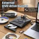 7-in-1 External Blu-ray Drive USB 3.0 & Type-C Portable BD/DVD/CD Burner Writer Reader with 3 USB Ports Hub & SD/TF Card Reader 6X Blu-ray Optical Drive for Laptop Desktop