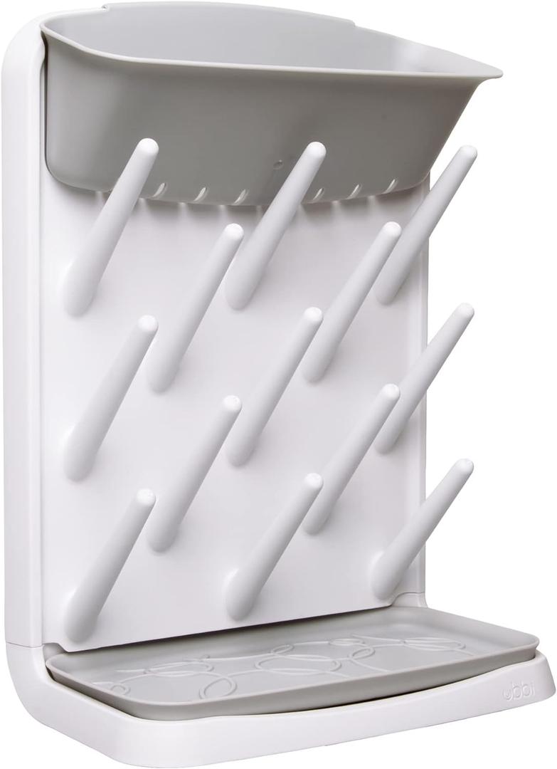 Ubbi Vertical Baby Bottle Drying Rack, Space Saving Countertop Drying Rack Baby Accessory, Gray
