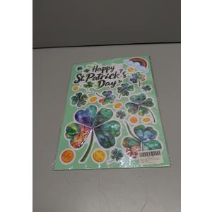 St Patricks Day Window Clings for Glass Windows, Saint Patrick's Day Shamrock Decor, Spring Window Sticker Decal for Gifting and Holidays, 8 Sheets