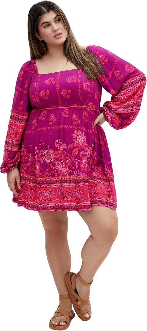 City Chic Women's Dress Jasmine Mini (Dreamy Border)