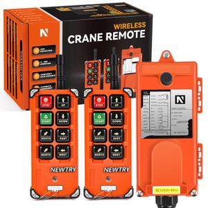 NEWTRY Wireless Crane Remote Control 8 Buttons 12V 2 Transmitters Industrial Channel Electric Lift Hoist Wireless Switch Receiver (2 Transmitters + DC 12V Receiver)