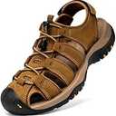 Boveshorn Mens Athletic Hiking Sandals Closed Toe Leather Water Shoes Summer Outdoor Sport Sandals for Trail Beach Walking Waterproof Size 46