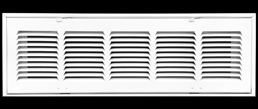 HVAC Premium 24" X 6" Steel Return Air Filter Grille for 1" Filter - Fixed Hinged - HVAC DUCT COVER - Flat Stamped Face - White [Outer Dimensions: 26 5/8"w X 8 5/8"h]