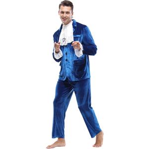 ATTBEA Blue 60s Costume Groovy Costumes Swinge rFor Men 1960s Movie Halloween CostumesSpy Costume Adult (2XL)