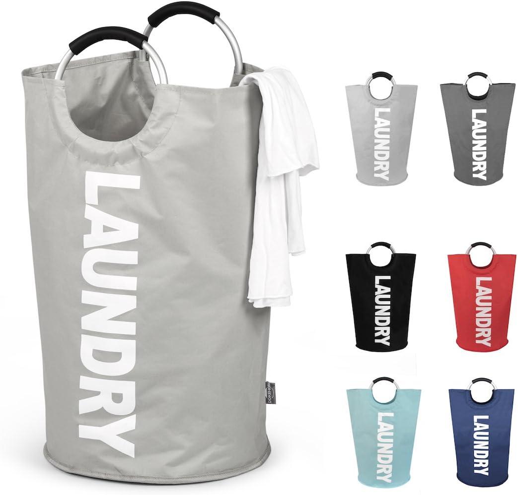 DOKEHOM 125L X-Large Collapsible Washing Laundry Basket Bag (7 Colors) for Bedroom, Fabric (Grey, XL)