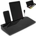 GAROOD Desktop Dry Erase Board with Storage Black Color Dry Erase Board Desk Board Glass Desktop Board with Stand Home Office Desk Organizer Phone Holder 15.8x7x2 inches