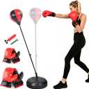 Punching Bag with Stand & Speed Bags for Boxing, Reflex Bag Set | Includes 2 Pairs Gloves (L+S), Adjustable Reflex Bar, For Adults & Teens, Home Training Stress Relief & Fitness, Large + Small