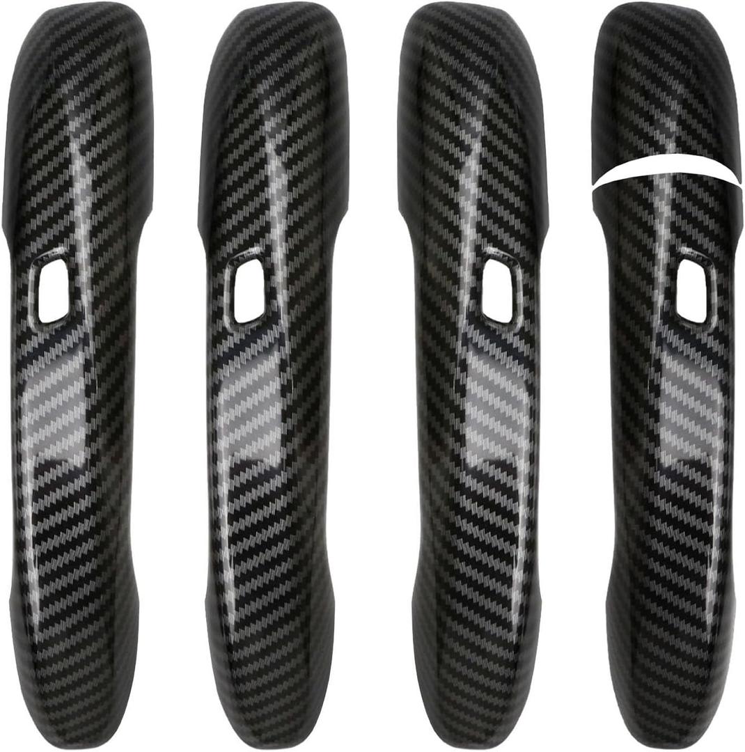 Car Door Handle Cover fit for Mercedes Benz C E S GLC GLE Class W205 W213 X253 W222 C292 W167 W177 2016-2022  ABS Carbon Fiber Protector, 4PCS Trim Accessories Compatible Left Right Side