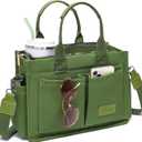 ZHMO Canvas Tote Bag for Women,Women's Bags Crossbody Bags Work Laptop Tote Bag Large Handbags Purse for Travel Nurse Teacher (New Upgrade Army Green With Compartments and Side Cup Holders)