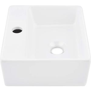16x12 Inch Wall Mount Ceramic Bathroom Sink - Rectangle Vessel Sink with Faucet Hole, Perfect for Small Bathrooms