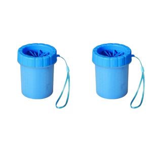 Portable dog claw cleaner, portable pet silicone cleaning cup, gift for pet lovers -2-piece (blue)