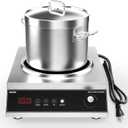 VBGK Commercial Induction Cooktop 5000W Professional Cooktop 220V Hot Plate with LCD Touch Knob control 4 Hours Timer,16 Power Levels,Auto-Shut-Off,Induction Stove Top with Plug