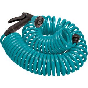 Orbit 26381 Coil Garden Hose, 25 Feet, with 8-Pattern Hose Nozzle (Blue)